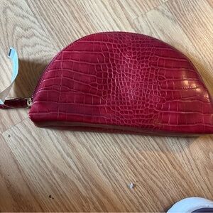 Banana Republic Red Croc-Embossed Wristlet Clutch